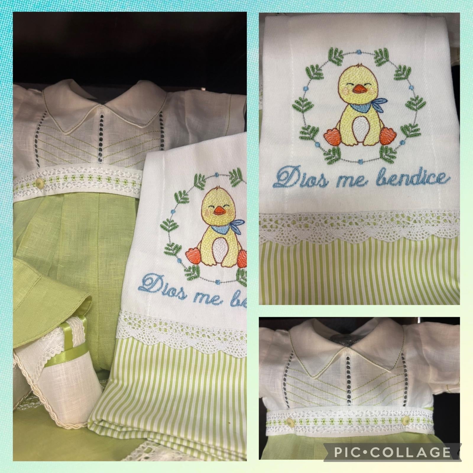 🍼💚 Tierno Set de Bebé – “Dios me bendice” 💚🍼